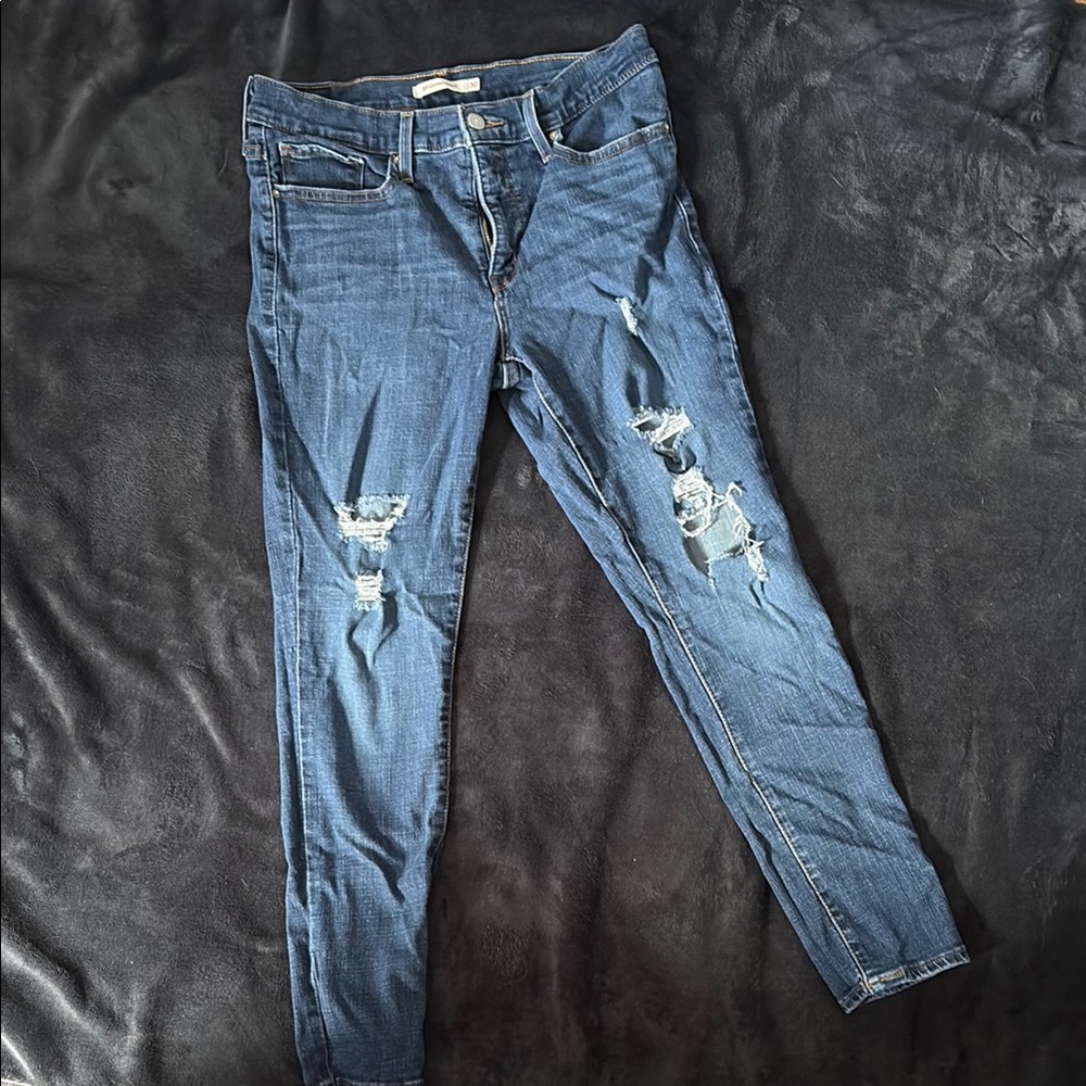 Levi's Blue Skinny Jeans with Distressed Details